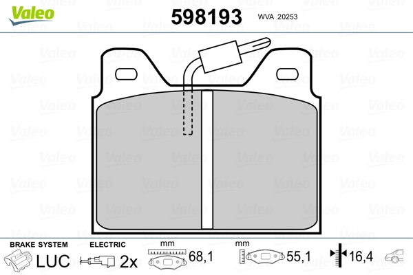 VALEO 598193 Brake Pad Set, disc brake
