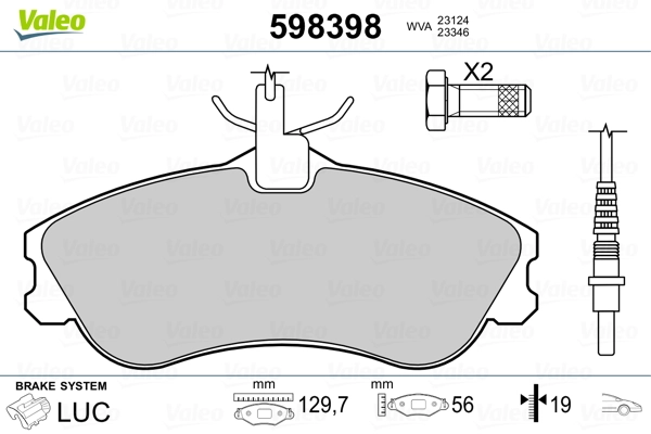 Brake Pad Set, disc brake 598398