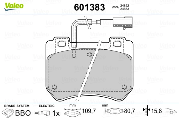 VALEO 601383 Brake Pad Set, disc brake