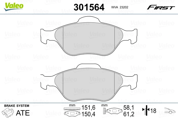 Brake Pad Set, disc brake FIRST 301564