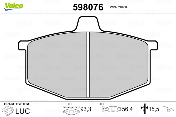 VALEO 598076 Brake Pad Set, disc brake