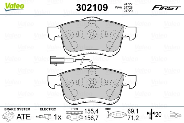 Brake Pad Set, disc brake FIRST 302109