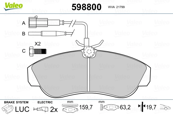 VALEO 598800 Brake Pad Set, disc brake
