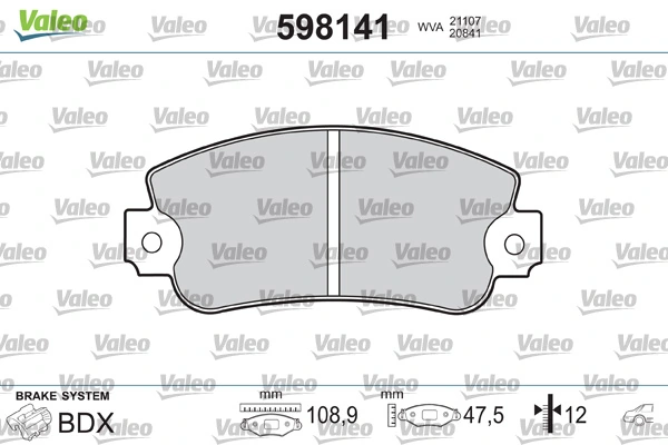 VALEO 598141 Brake Pad Set, disc brake