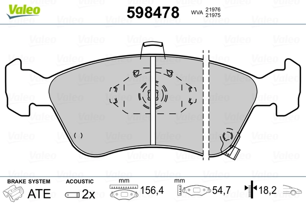VALEO 598478 Brake Pad Set, disc brake