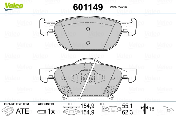 VALEO 601149 Brake Pad Set, disc brake
