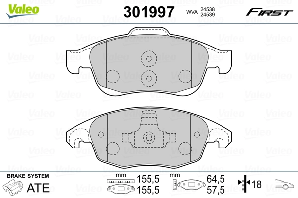 Brake Pad Set, disc brake FIRST 301997