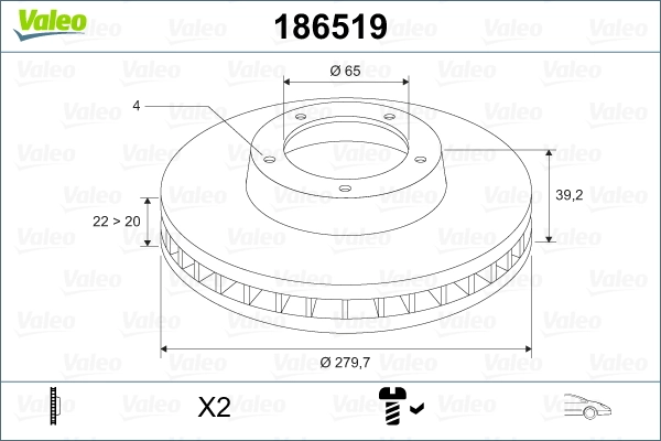VALEO 186519 Brake Disc