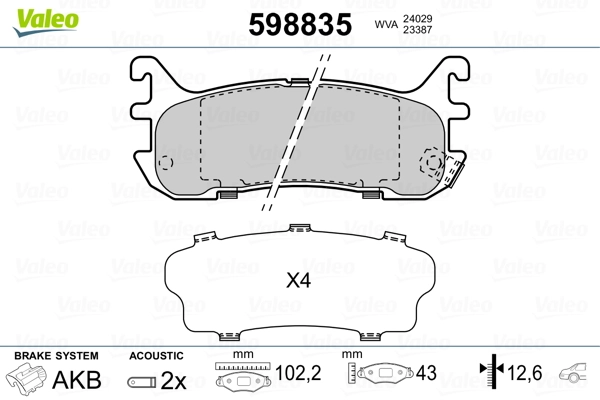 VALEO 598835 Brake Pad Set, disc brake