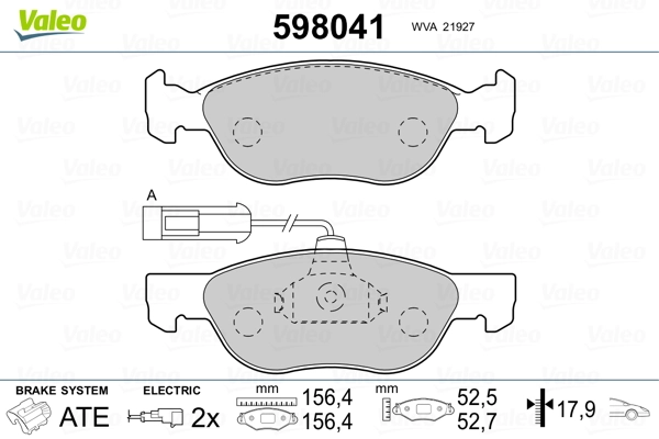 VALEO 598041 Brake Pad Set, disc brake