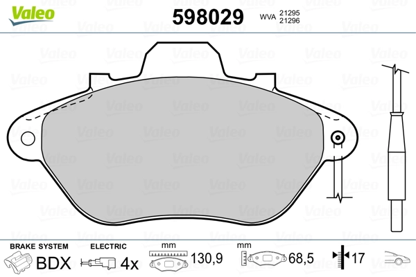 VALEO 598029 Brake Pad Set, disc brake