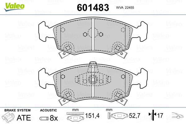 VALEO 601483 Brake Pad Set, disc brake