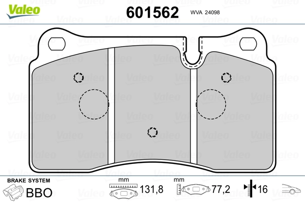 VALEO 601562 Brake Pad Set, disc brake