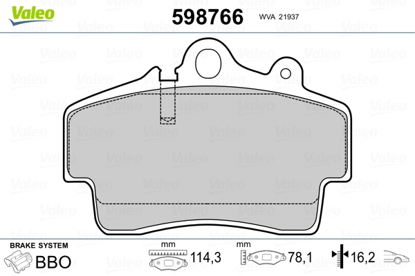 VALEO 598766 Brake Pad Set, disc brake
