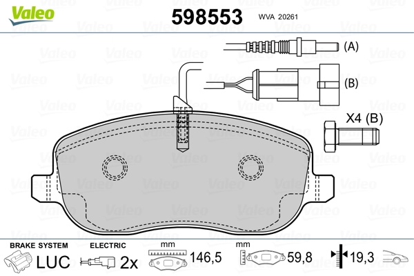 VALEO 598553 Brake Pad Set, disc brake