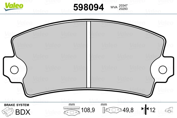 VALEO 598094 Brake Pad Set, disc brake