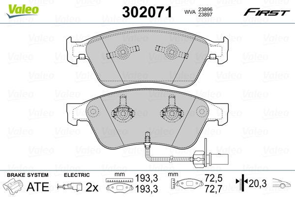 Brake Pad Set, disc brake FIRST 302071
