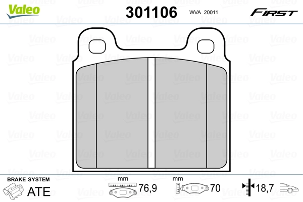 VALEO 301106 Brake Pad Set, disc brake