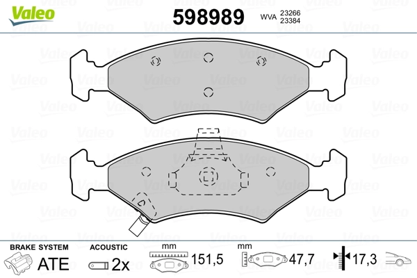VALEO 598989 Brake Pad Set, disc brake