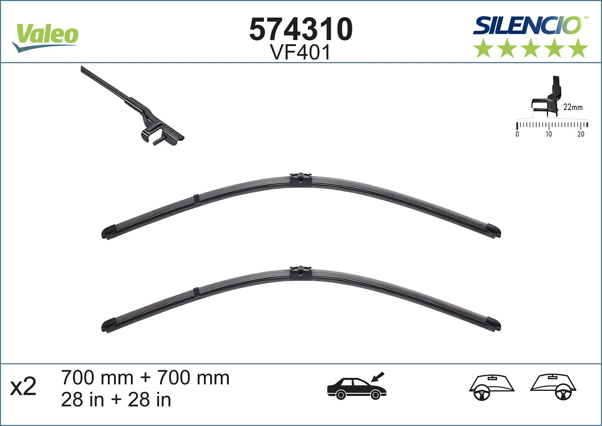 Wiper Blade SILENCIO FLAT BLADE SET 574310