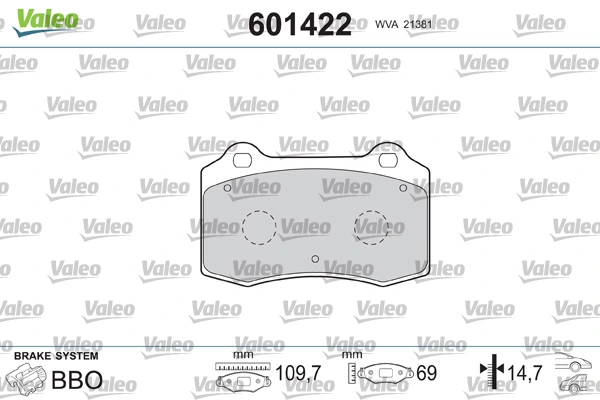 VALEO 601422 Brake Pad Set, disc brake