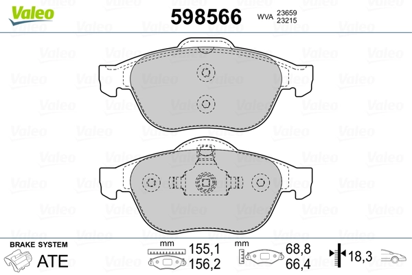 VALEO 598566 Brake Pad Set, disc brake