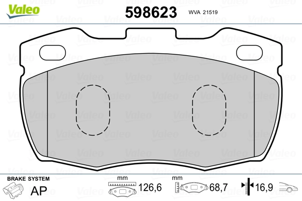 VALEO 598623 Brake Pad Set, disc brake