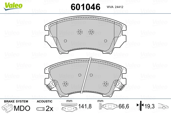 VALEO 601046 Brake Pad Set, disc brake