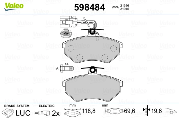 Brake Pad Set, disc brake 598484