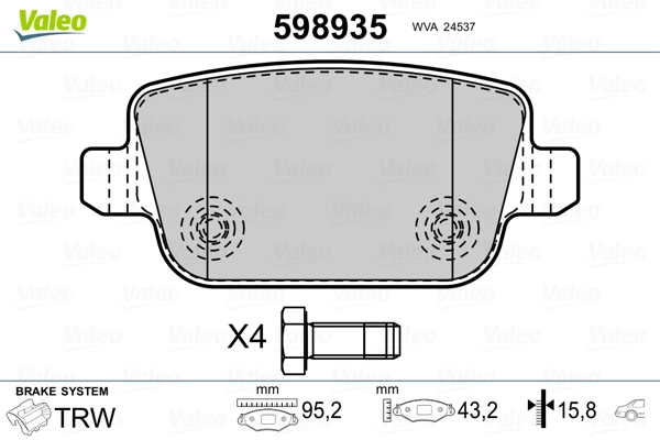 Brake Pad Set, disc brake 598935