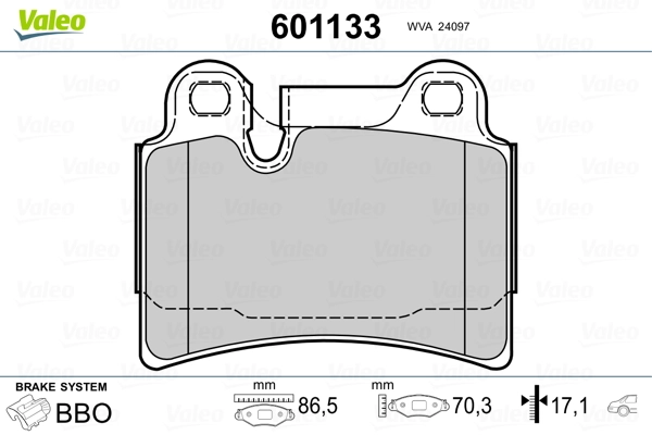 VALEO 601133 Brake Pad Set, disc brake