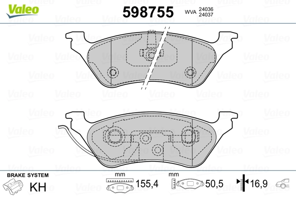 VALEO 598755 Brake Pad Set, disc brake