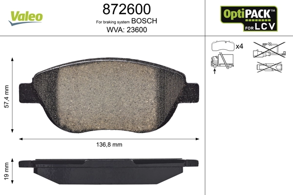 VALEO 872600 Brake Pad Set, disc brake
