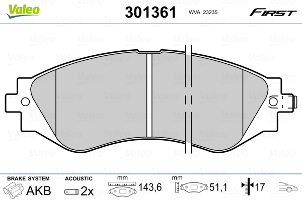 Brake Pad Set, disc brake FIRST 301361