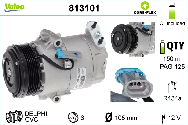 Compressor, air conditioning VALEO CORE-FLEX 813101