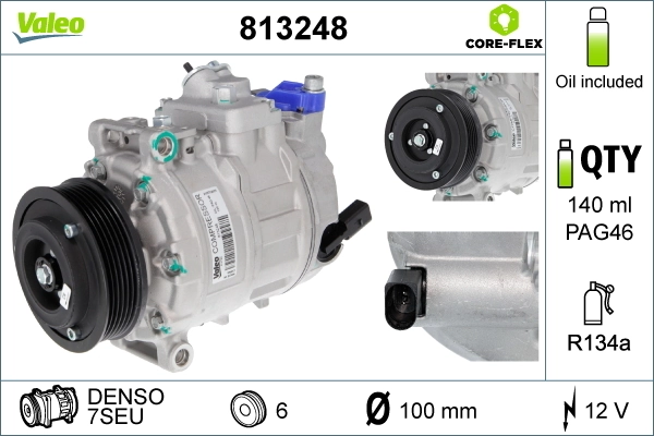 Compressor, air conditioning VALEO CORE-FLEX 813248