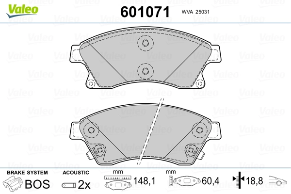 VALEO 601071 Brake Pad Set, disc brake