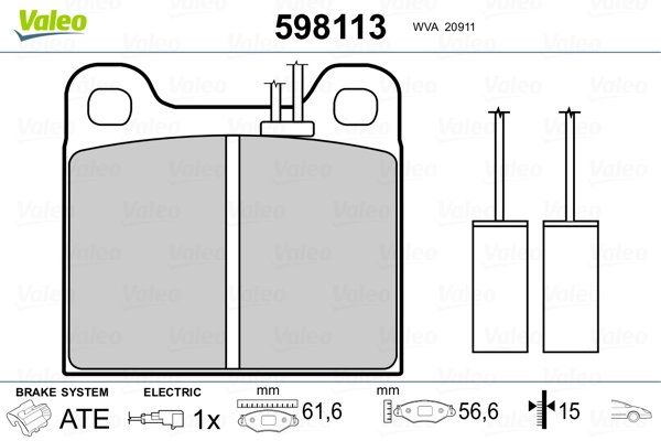 VALEO 598113 Brake Pad Set, disc brake