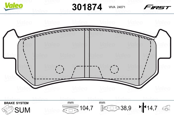 Brake Pad Set, disc brake FIRST 301874