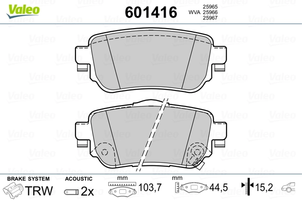 VALEO 601416 Brake Pad Set, disc brake