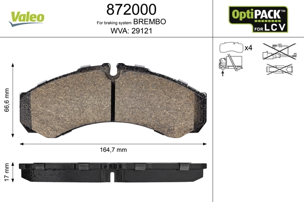 VALEO 872000 Brake Pad Set, disc brake