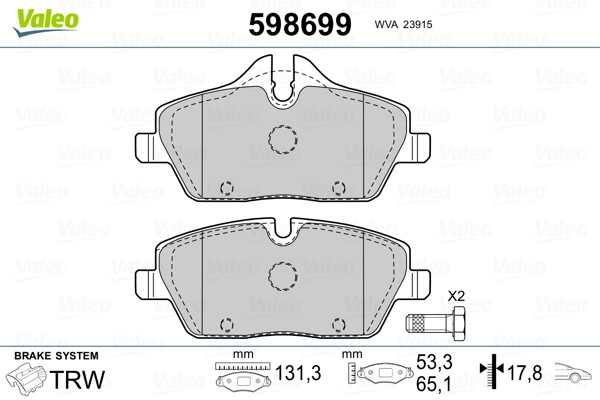 VALEO 598699 Brake Pad Set, disc brake