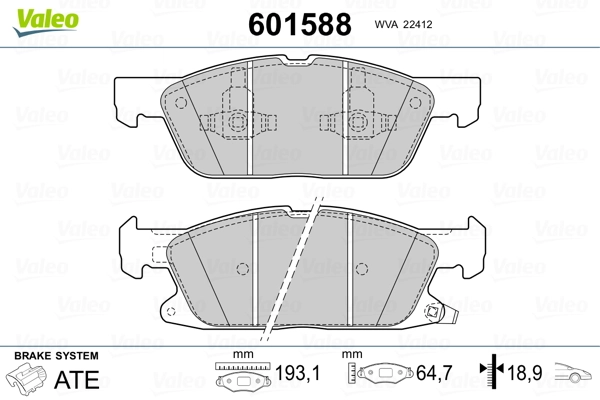 VALEO 601588 Brake Pad Set, disc brake