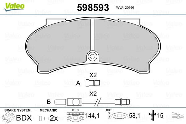VALEO 598593 Brake Pad Set, disc brake