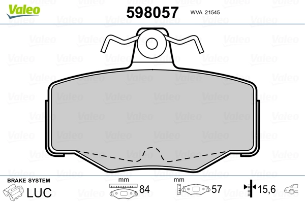 VALEO 598057 Brake Pad Set, disc brake
