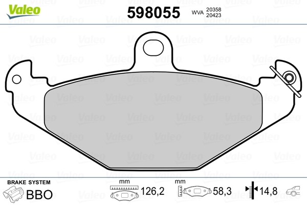 VALEO 598055 Brake Pad Set, disc brake