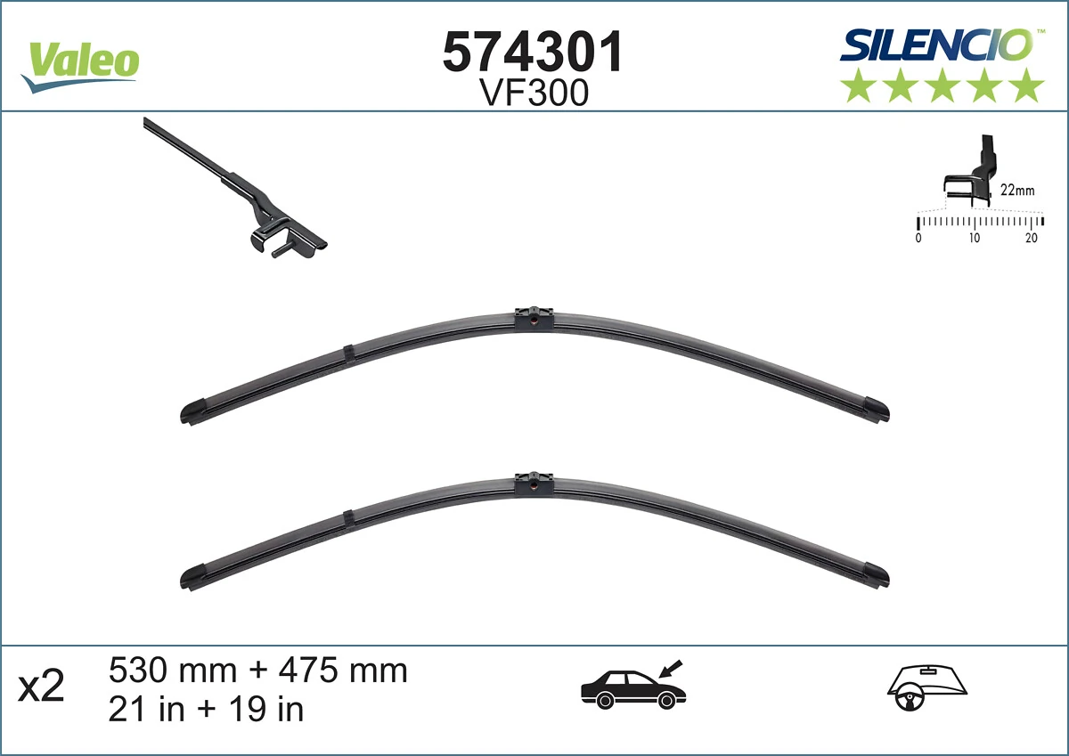 Wiper Blade SILENCIO FLAT BLADE SET 574301