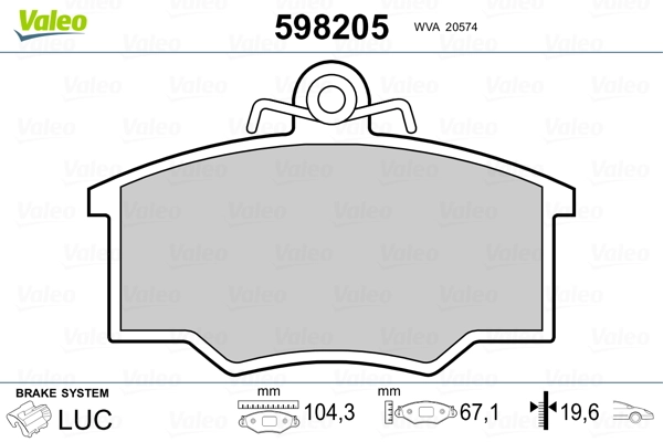 VALEO 598205 Brake Pad Set, disc brake
