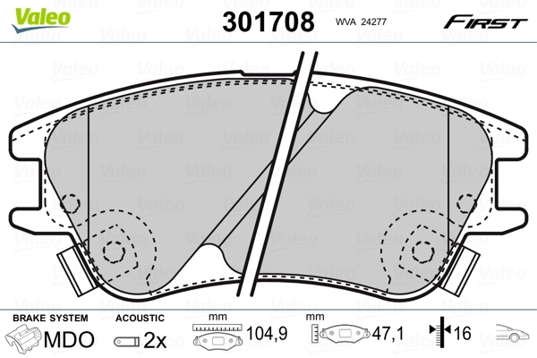 Brake Pad Set, disc brake FIRST 301708