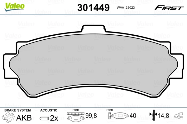 VALEO 301449 Brake Pad Set, disc brake